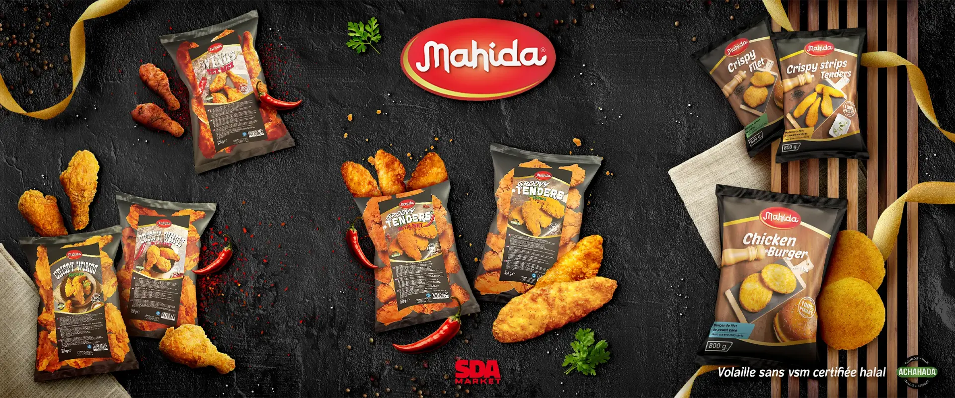 La gamme Mahida, SDA Market, poulet, tenders, nuggets, burgers